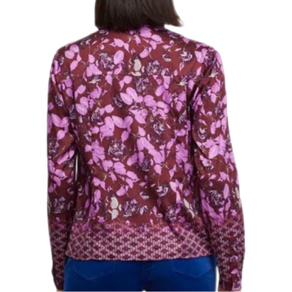 NWT Carlisle Cotswold Ruffled Satin Border Print Blouse - Picture 4 of 4